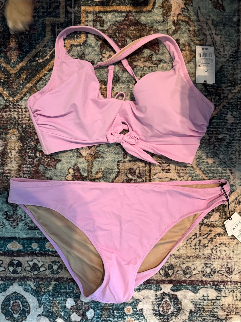 Light Pink Bikini Set - Tie Front Top & Classic Bottom
